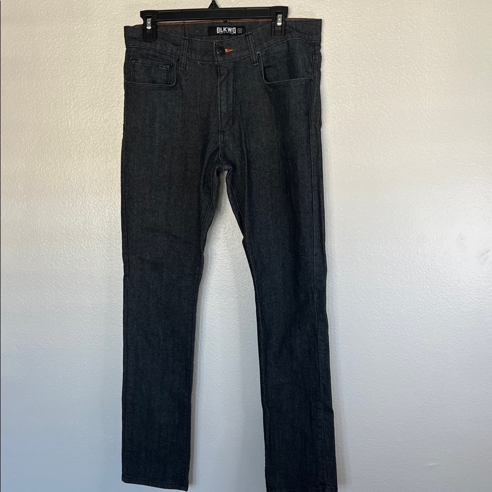 NWOT BLKWO Denim Mens Black Straight Leg Denim Jeans sz 32
